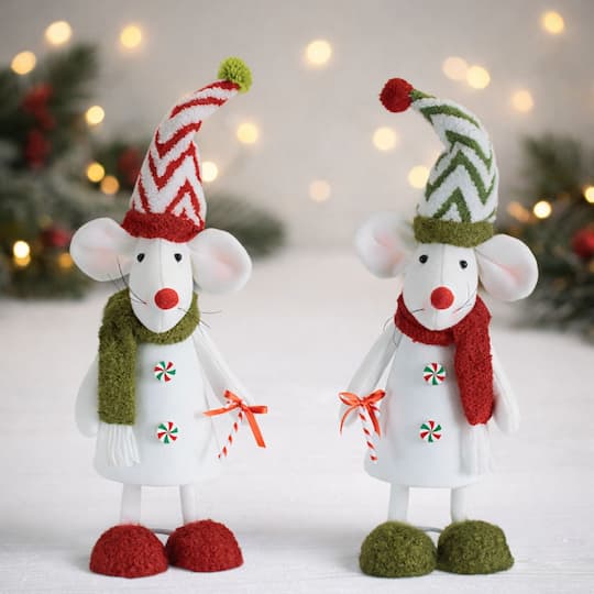 Melrose 17.75" Holiday Plush Mouse Figurines Set